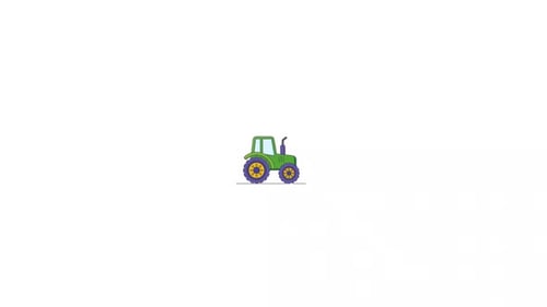 Flat Design Cartoon Tractor Driving Animation