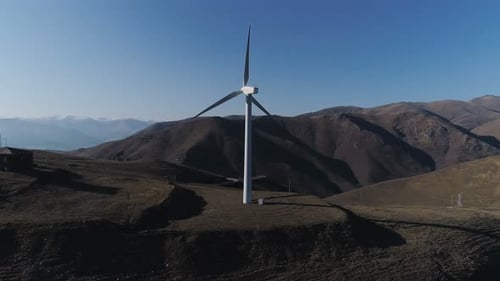 Wind Power Technology Aerial Drone View on Wind Power. Row of Modern