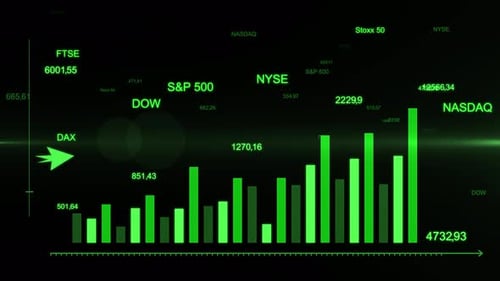 Futuristic green arrow rapidly ascending on a digital stock exchange graph