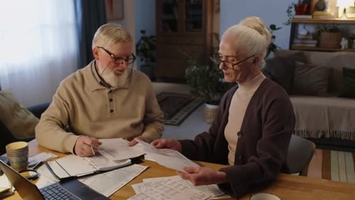 Elderly Caucasian Couple Discussing Overdue Utilities Bill