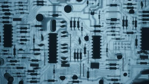 Futuristic Circuit Board Close Up