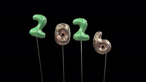 Animation de ballons colorés du Nouvel An Rising 2026 Emerald Copper