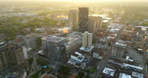 Urban Landscape of Downtown District of Lexington City in State of Kentucky USA Evening Skyline with
