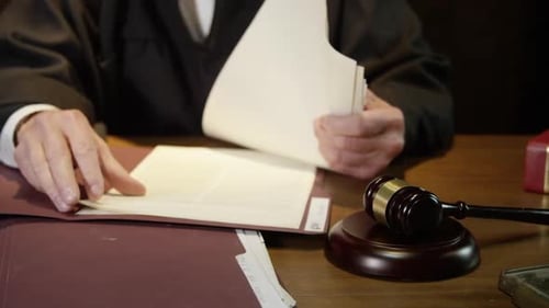 Court room lawyers in an american trial court in front of a judge