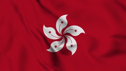 Waving Hong Kong Flag Animation with Realistic Fabric Ripple