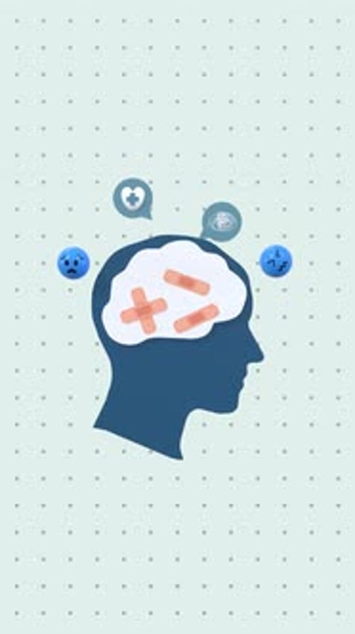 Mental Health Brain Healing Animation with Bandages
