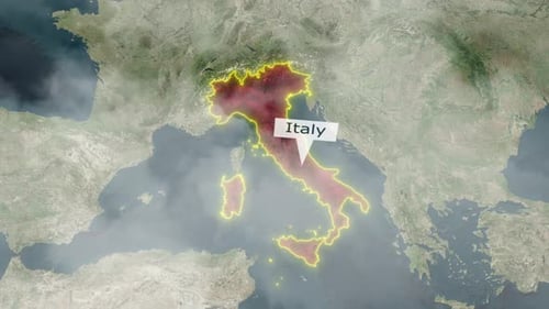 Animated Map Pinpoint Highlight of Italy