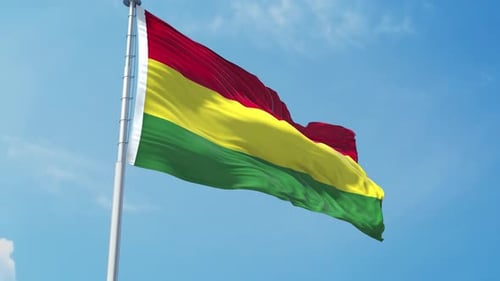 Realistic Bolivian National Flag Waving in Clear Sky