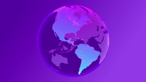 Futuristic Digital Earth Globe World Map Rotation