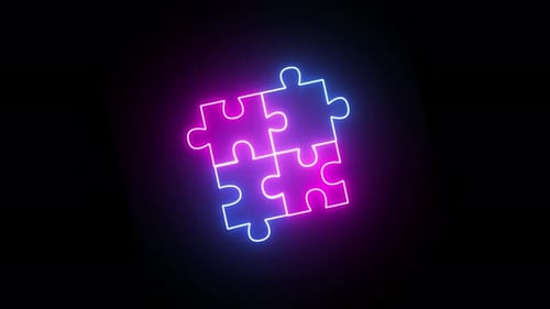 3d Animation Of Jigsaw Puzzle Problem Solved Concept. Animated Jigsaw Missing Piece Business