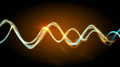 Abstract Shiny Golden Waving Particles Animation Background