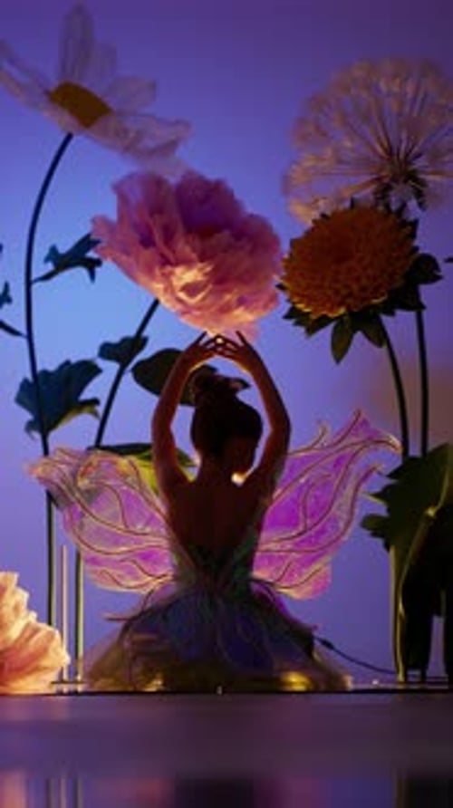 A Magical Fairy Sits Among Flowers
