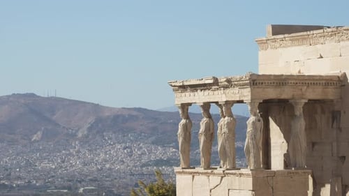 Statues de Karyatides, Erehtheio, sur l'Acropole d'Athènes, Grèce