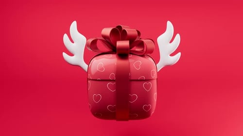 Loop animation of gift box with wings