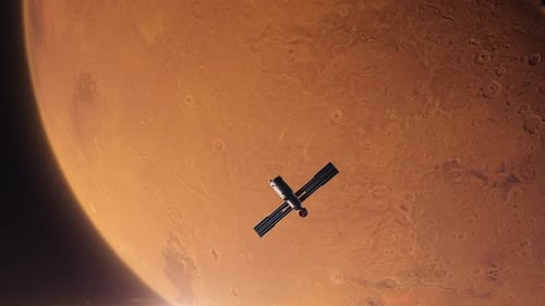 Space satellite or Space Module station in orbit Planet Mars
