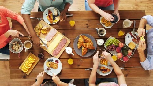 Breakfast Brunch Overhead Shot of People Eating