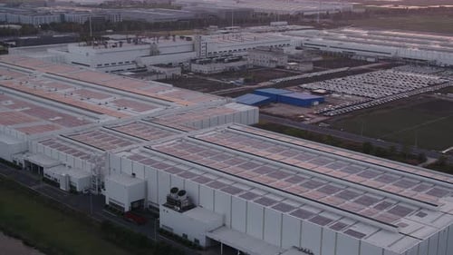 Solar power station on factory rooftop