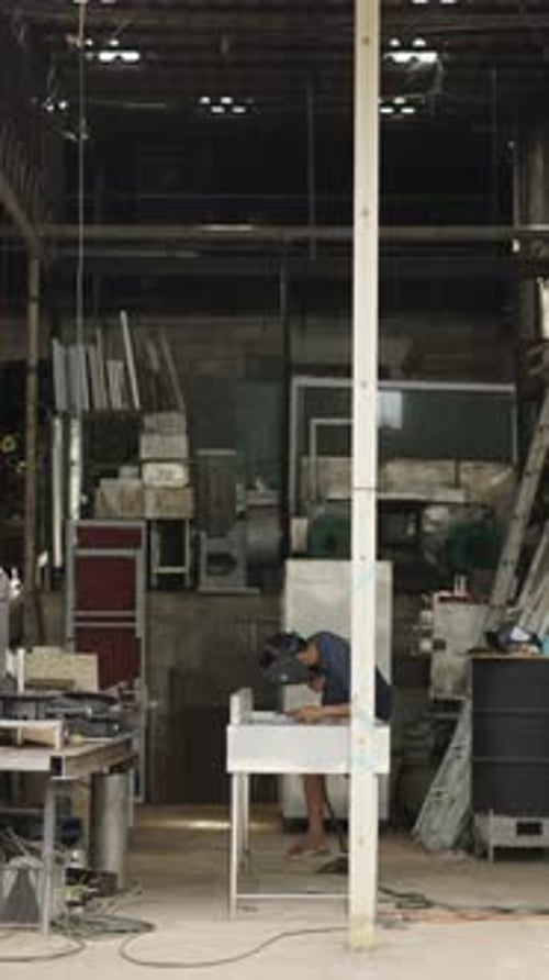 Wide Shot of a Metal Factory in Koh Tao Thailand FHD Vertical Video