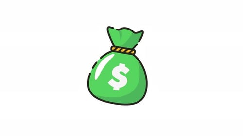 Money icon animation of a green money bag with a dollar sign.
