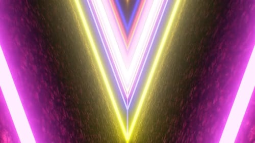 V Shaped Neon Angled Line Tubes Endless 3D Colorful Tunnel Glowing