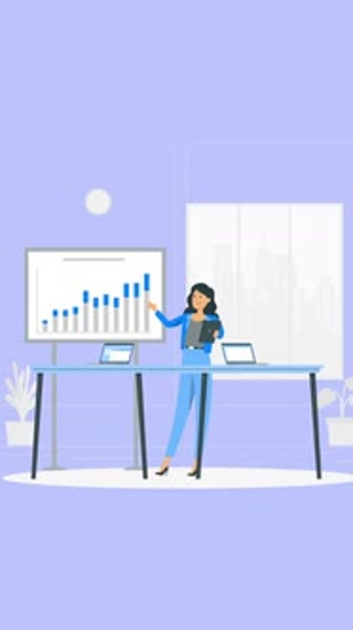 Office Worker Showing Business Presentation To His Boss Vertical