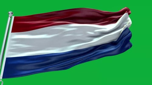 Waving Flag of the Netherlands on Green Screen