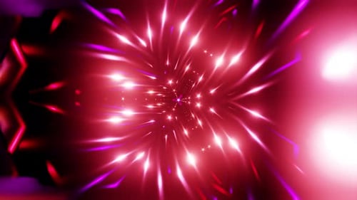 Magentafarbener Ribbon Tunnel VJ Loop mit pulsierenden Starbursts und Neonglanztiefe