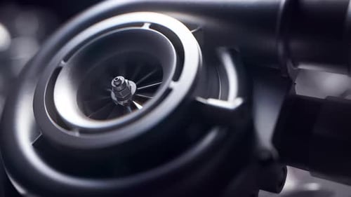 Close Up of a Turbocharger Engine 3d Animation
