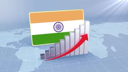 India Economic Growth Bar Chart Graph Rising Red Arrow