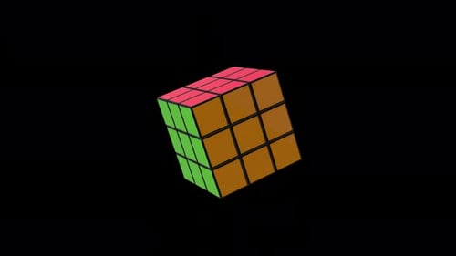Rubik's Cube Rotating 3D Animation On Alpha Channel 4K