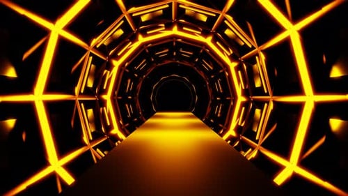golden light in yellow circle tunnel vj loop abstract background