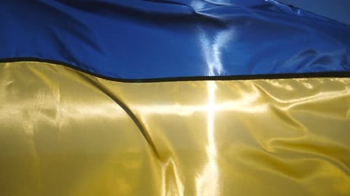 Waving Flag of Ukraine in Sunlight