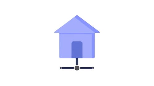 Animated Home Network Connection Icon in Flat Design Style