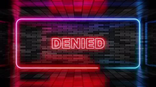 Animated Neon Denied Sign on Dark Brick Wall
