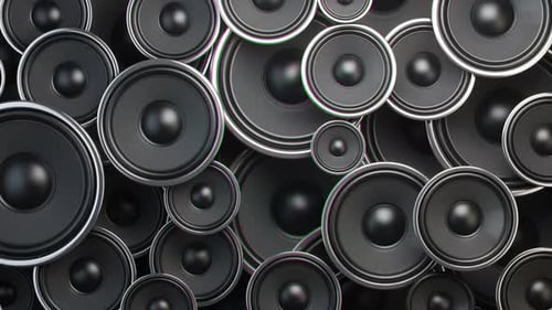 Subwoofer Audio Speakers Playing Loud Sound 3d Animation