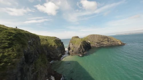 Carrick a Rede - Rope Bridge 4K FPV Cinematic Drone Footage02 - Northern Ireland - UK