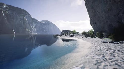 Serene Coastal Landscape in Portugal with Clear Waters and Rocky Cliffs