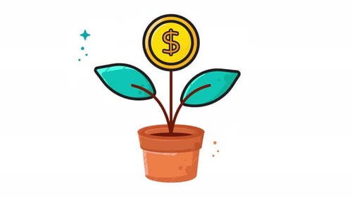 Animated Money Plant Icon Representing Financial Growth