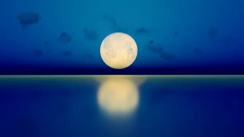 Mid Autumn Festival Moon Rising From The Sea Background