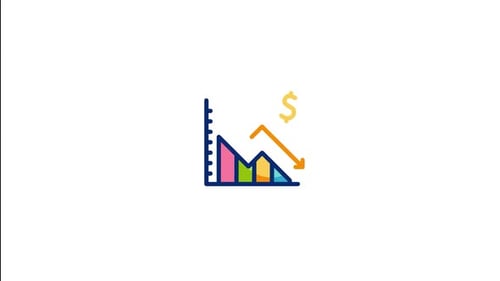 Animated Financial Decline Graph Icon with Dollar Sign