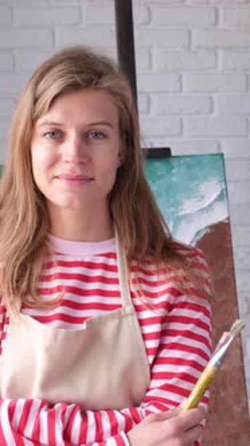 Blonde Woman Artist in Art Studio