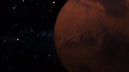 Animation von Marsplaneten im Weltraum. 2310