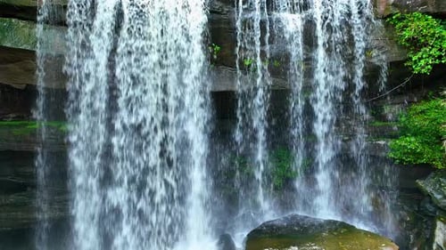 Aerial view of majestic waterfall. 4K.