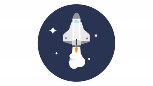 Flat Design Rocket Launch Icon Animation