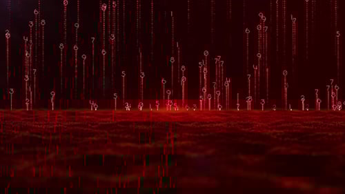 Digital Matrix Technology Binary Code Red Background 4K