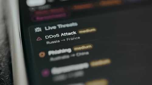 Security Alert Screen Detailing Ongoing Cyber Threats