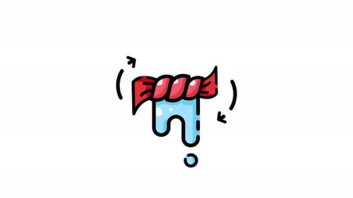 Animated Flat Design Icon: Squeezing Water from a Cloth