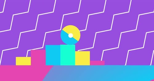 Loop Animation of Ball That Climbing Up Stairs Loop Bright Geometric Animation Background with Ball
