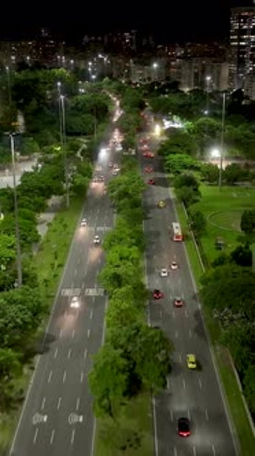 Rio De Janeiro Skyline At Night In Downtown Rio De Janeiro Brazil.