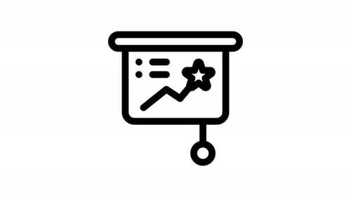 Animated Presentation Screen Icon with Chart and Star